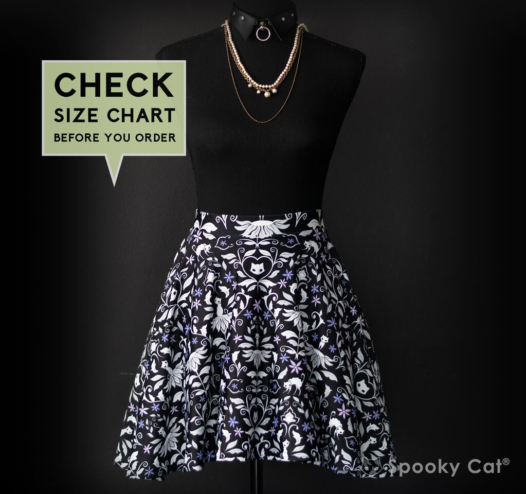 Ghost Cat Damask Skater Skirt – Spooky Cat Press