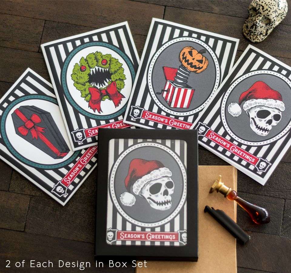 Gothic Christmas Card Set (8pc) – Spooky Cat Press gothic-christmas-card-set-8pc-spooky-cat-press