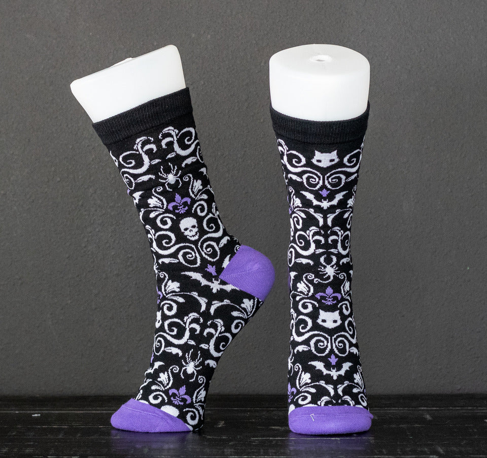 strapless open back dress Gothic Damask Socks -Purple (One Size) – Spooky Cat Press