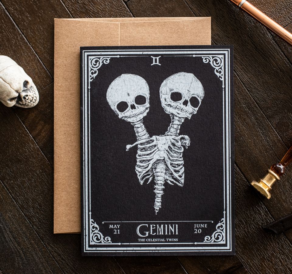 Gemini (May 21~Jun 20) Zodiac Card – Spooky Cat Press
