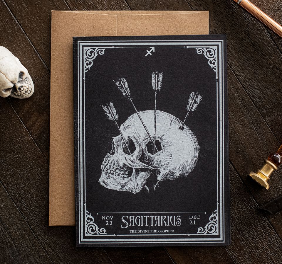 Sagittarius (Nov 22 - Dec 21) Zodiac Card – Spooky Cat Press