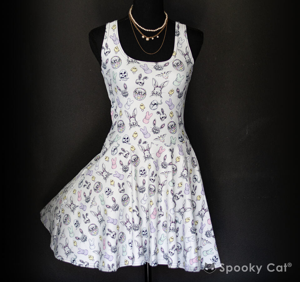 Gothic Easter Bunny print Skater Dress