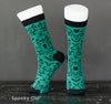Green Gothic Damask Socks with skulls, bats, and spooky swirls