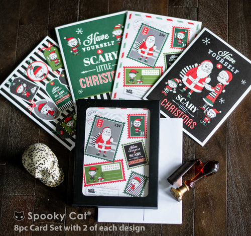 Naughty gothic elves and bad santa creepmas cards