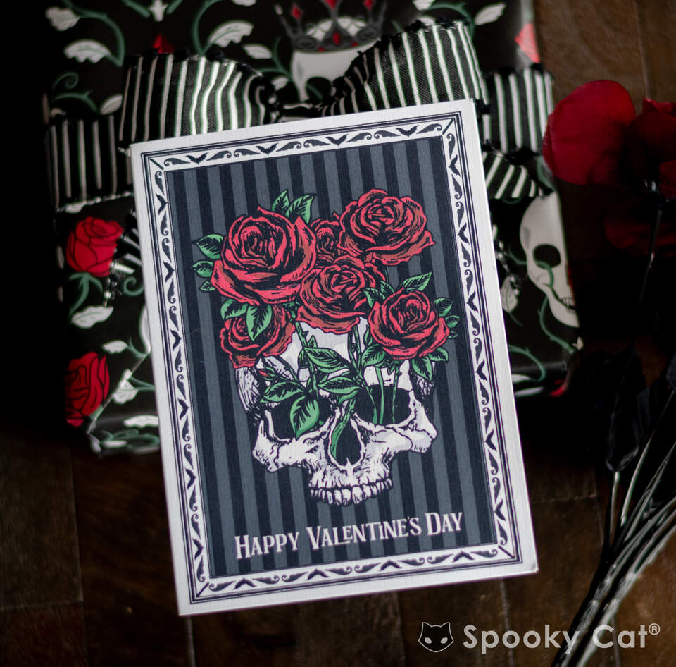 Spooky Cat's Gothic Skull & Rose Valentine's Card (Photo credit: Spooky Cat Press)