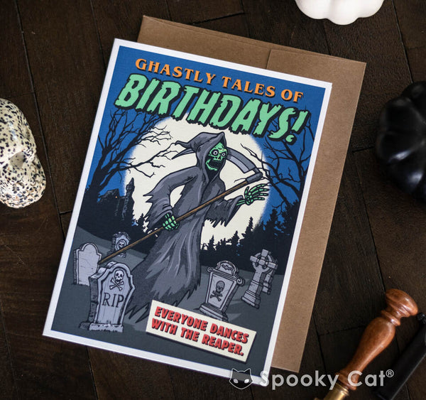 Grim Reaper Birthday Card – Spooky Cat Press