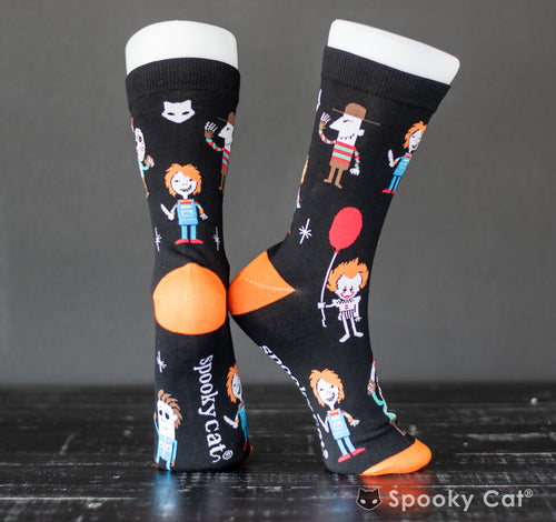 Horror Socks Inspired by Freddy, Michael, Chucky, Jason, and Pennywise
