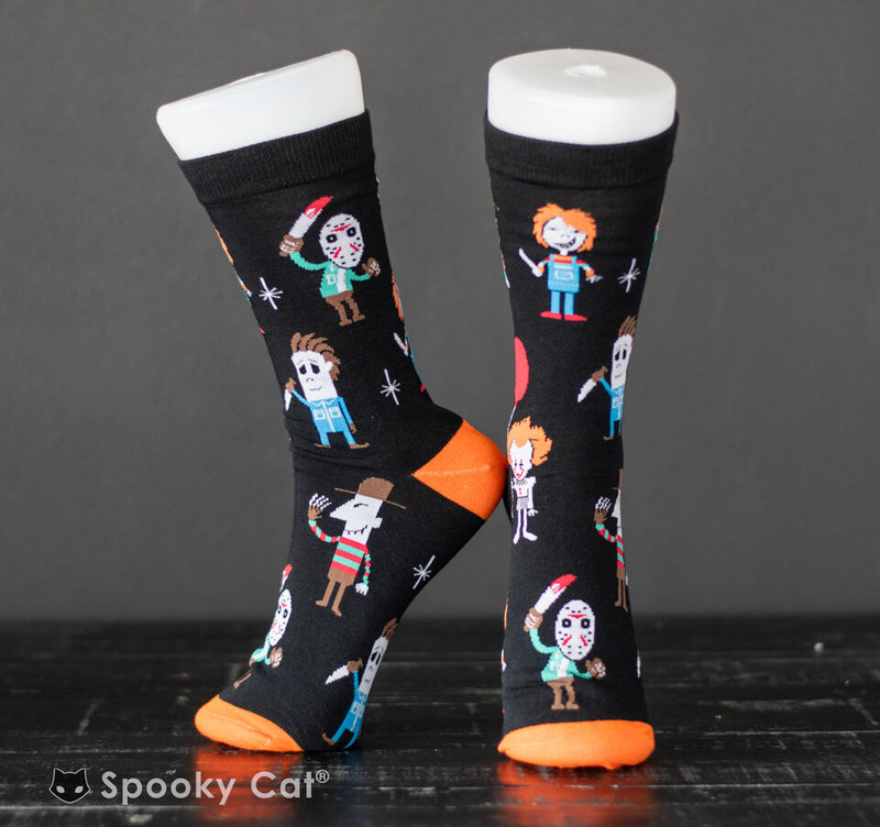 Horror Socks Inspired by Freddy, Michael, Chucky, Jason, and Pennywise