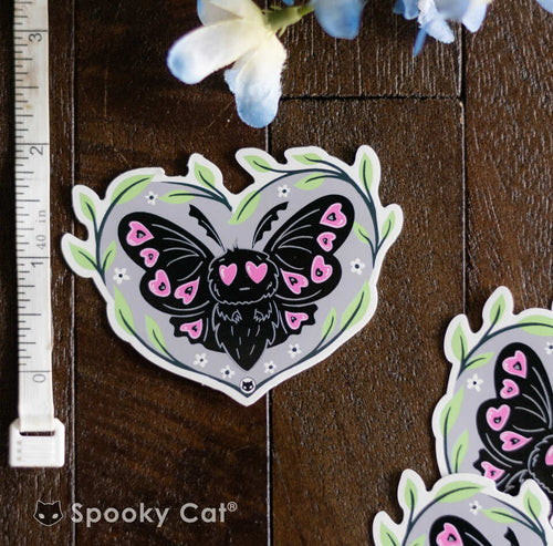 Mothman Floral Heart Sticker