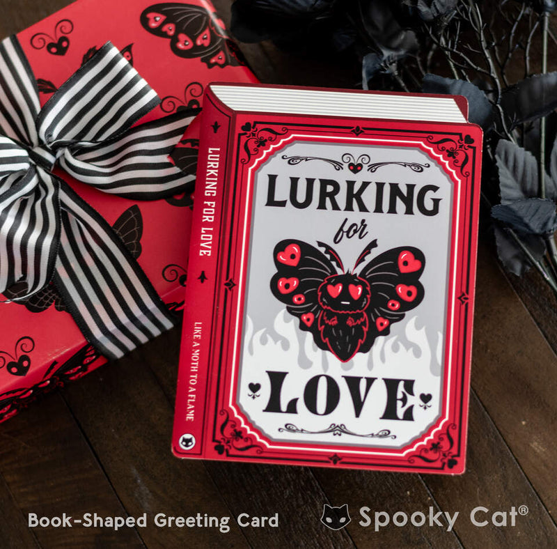 Mothman Heart Valentine's Lurking for Love Book-Shaped Romantic Card