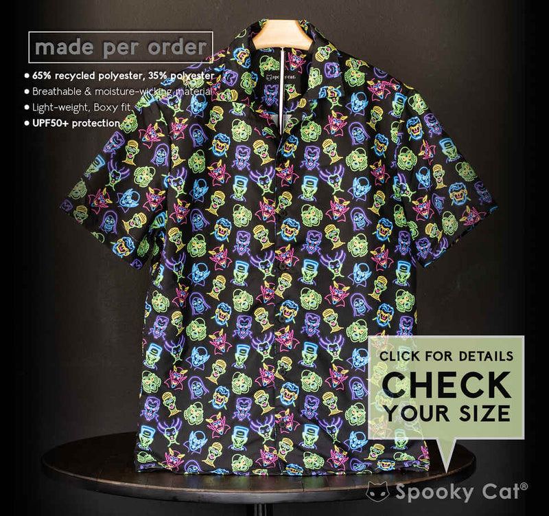 Neon Classic Monsters Button Shirt 5XL (Fits 55.6
