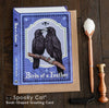 Gothic romance Valentine's card shaped like a book with two ravens