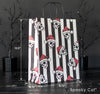 Black-and-white striped Gothic Santa Creepmas Gift Bag with skulls