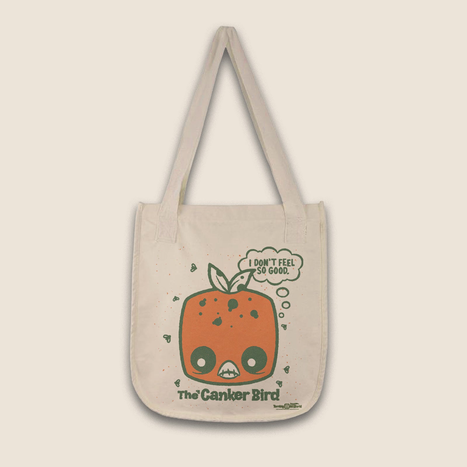 Terribly Odd canvas tote featuring illustrated artwork with the words 