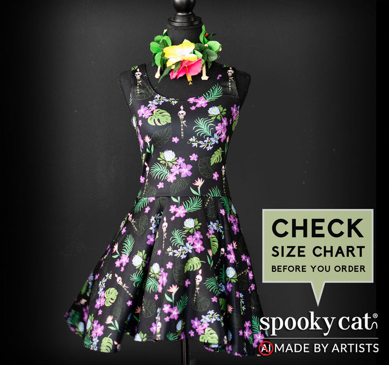 Gothic Tropical Floral Tiki Skater Dress – Spooky Cat Press