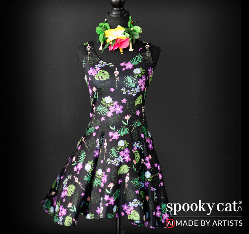 Gothic Tropical Floral Tiki Skater Dress – Spooky Cat Press