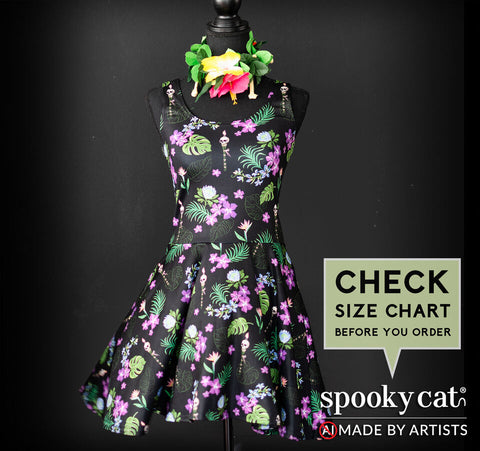 Gothic Tropical Floral Tiki Skater Dress XL