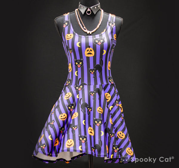 black cat dress Vintage Halloween Skater S Ava Presley 40077 Prom FRSALE Color:Pool Adorable little kitty cat
