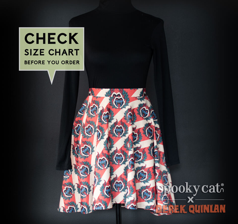 Vintage Stripe Krampus Button-Up Shirt by Derek Quinlan with red and cream stripes and Krampus design for festive gothic holiday wea