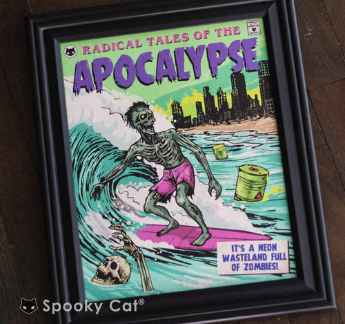 Summerween Zombie Surfing Tiki Art Print Comic