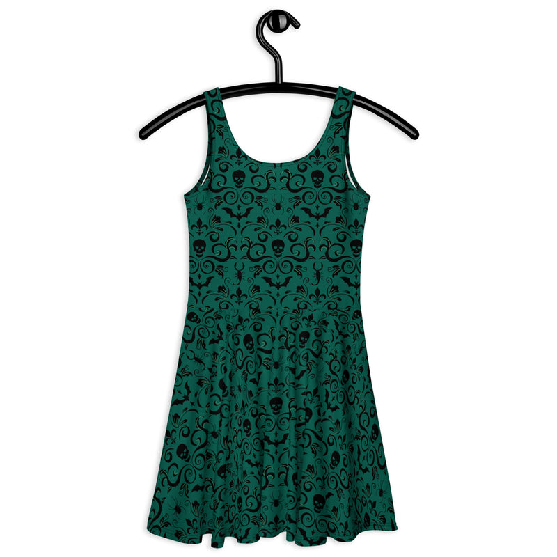 Green Skull Damask Skater Dress – Spooky Cat Press