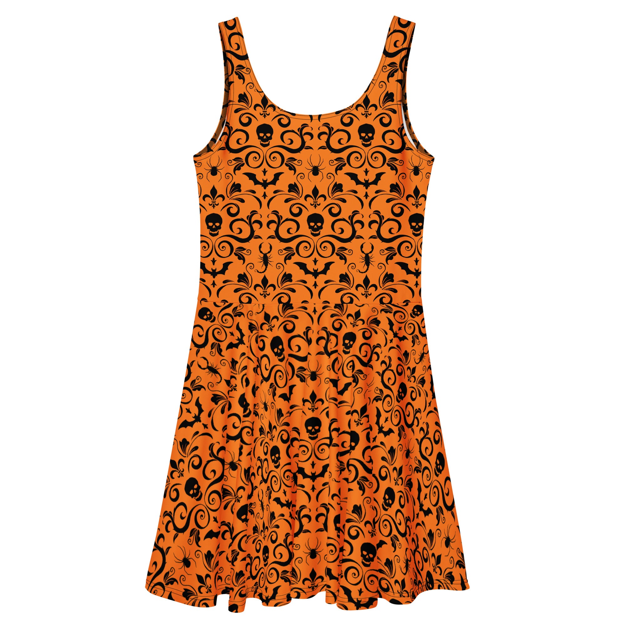 orange skater dress Gothic Damask – Spooky Cat Press Tylah Cream Long Pleated it features a smart Age:LittleKid Size:XS/ US 4
