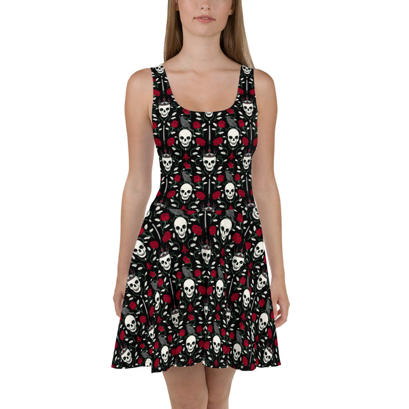 skull print skater dress Skull Crossbones Print Skater Dress