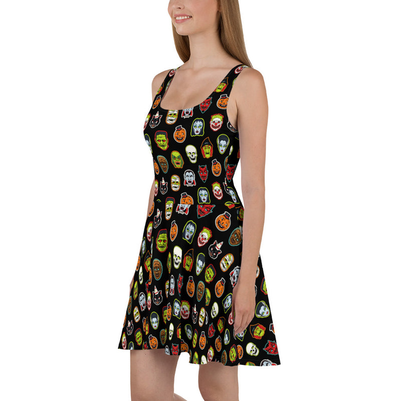 Vintage Halloween Mask Skater Dress – Spooky Cat Press Vintage Halloween Mask Skater Dress – Spooky Cat Press