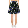 Blue Rose & Skull Skater Skirt