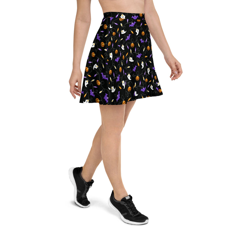 Halloween Lights Skater Skirt