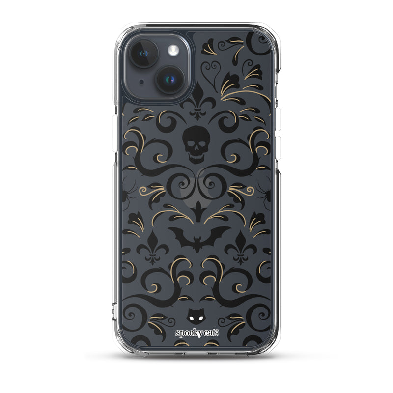 Skull Damask iPhone Case (Clear) – Spooky Cat Press