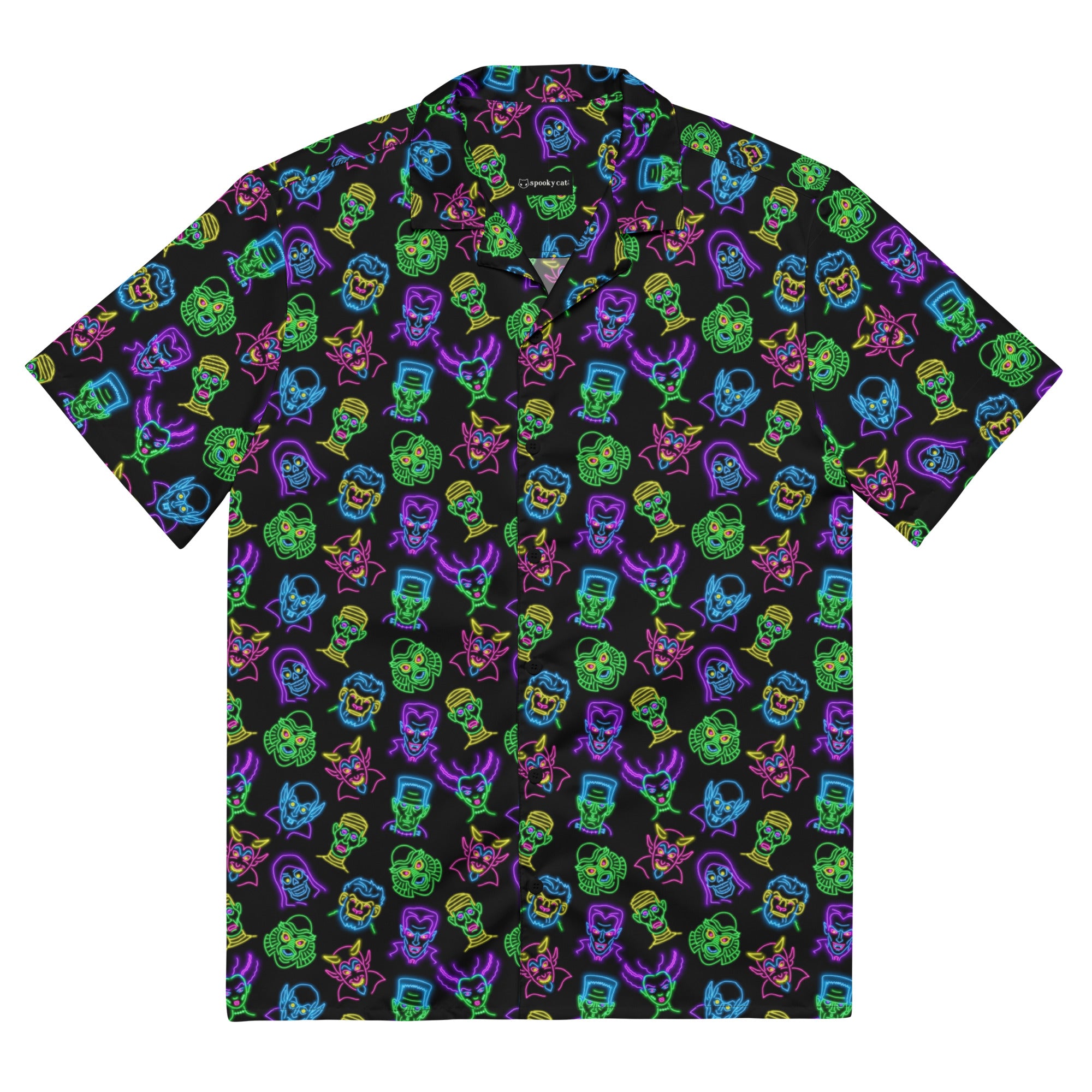 classic monsters shirt Neon Classic Monsters Button Shirt 5XL (Fits 55.6"