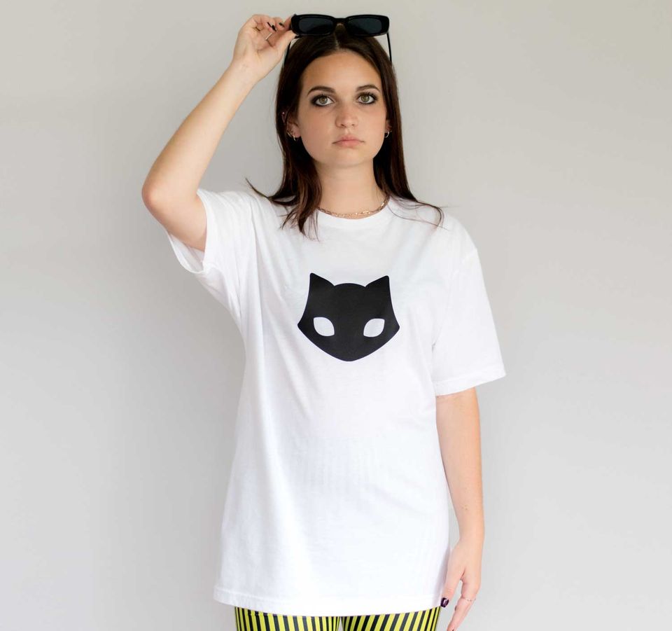 Peeking black cat t cheap shirt