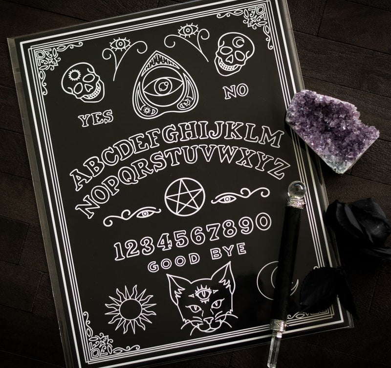 Ouija Board Art Print with Third-Eye Black Cat