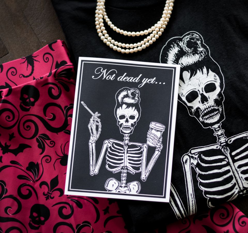 Dead & Breakfast Skeleton Birthday Card – Spooky Cat Press
