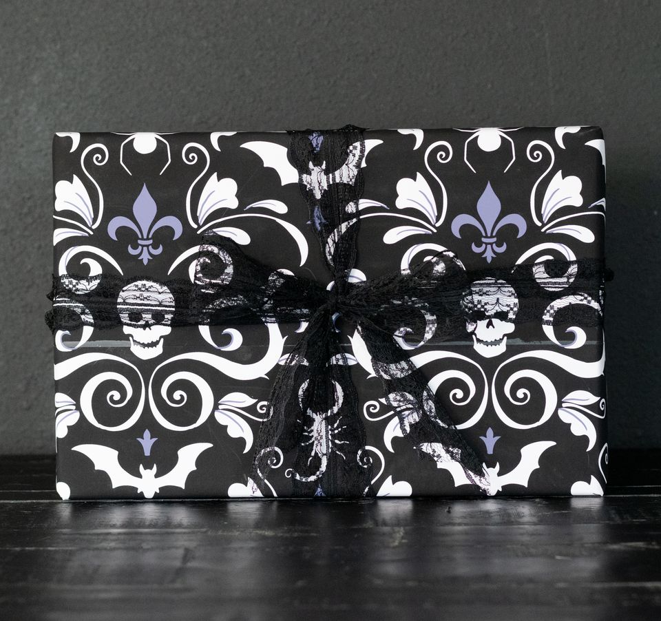 Poison Floral Wrapping Paper, Dangerous Damask Wrapping Paper