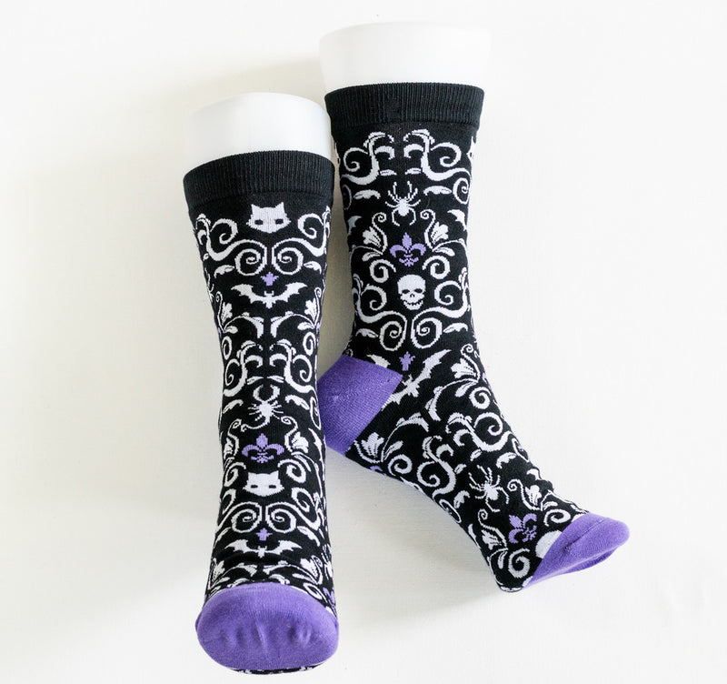 Gothic Damask Socks -Purple (One Size) – Spooky Cat Press