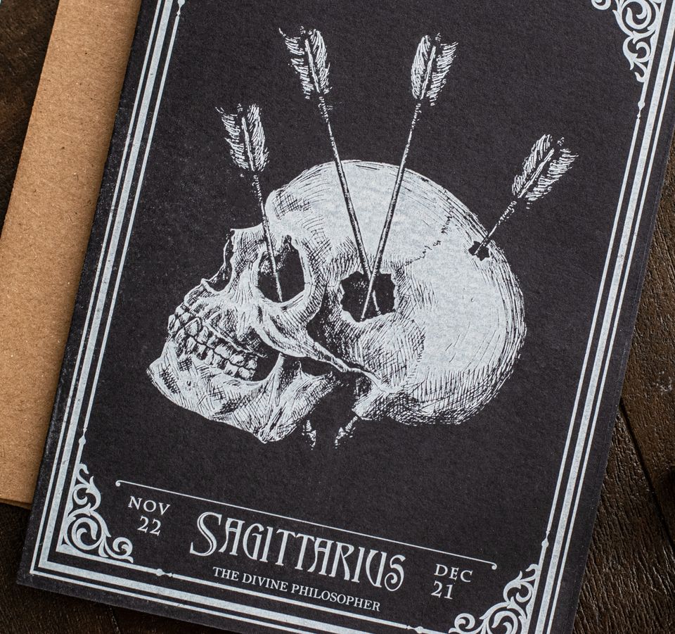 Sagittarius (Nov 22 - Dec 21) Zodiac Card – Spooky Cat Press