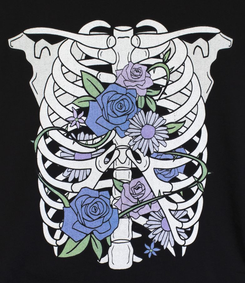 Printify Floral Skeleton T-Shirt