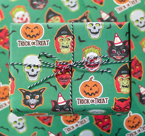 Vintage Halloween Mask Gift Wrap