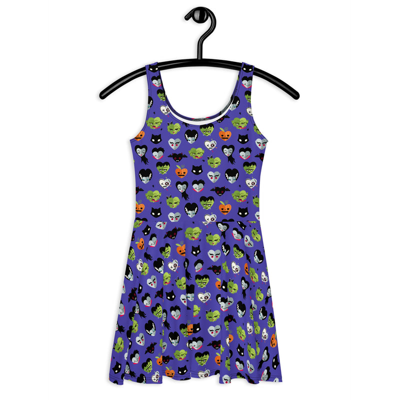 Blue Monster Luv Skater Dress Spooky Cat Press Blue Monster Luv Skater Dress Spooky Cat Press