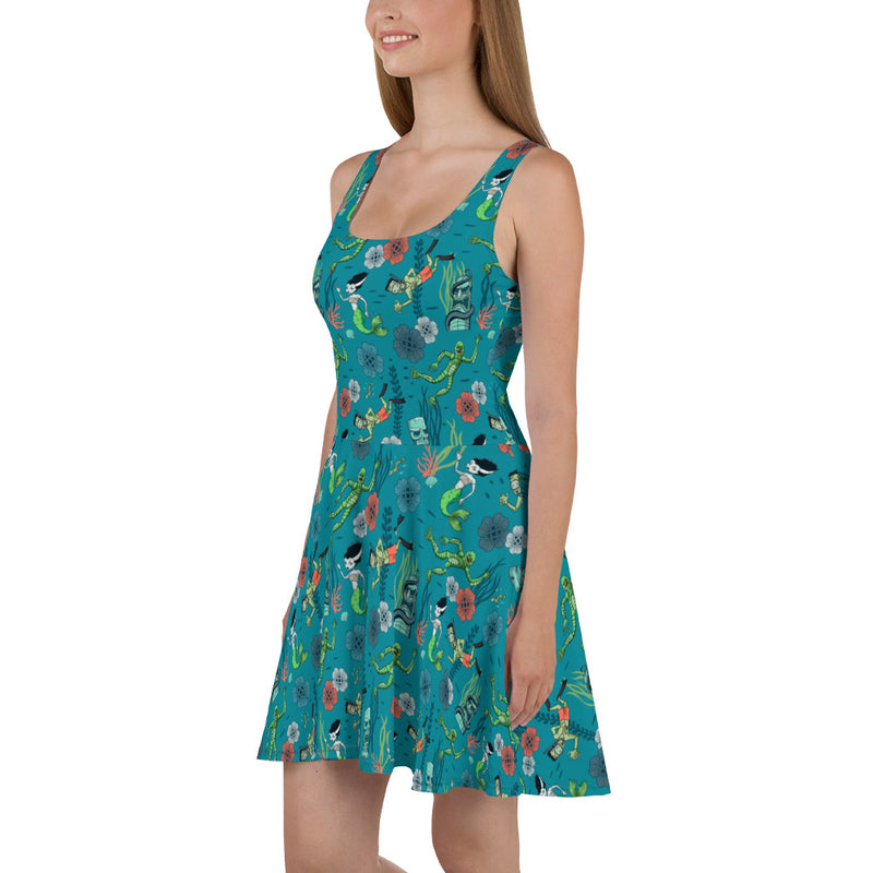 Tiki Dead Sea Skater Dress Spooky Cat Press Tiki Dead Sea Skater Dress Spooky Cat Press